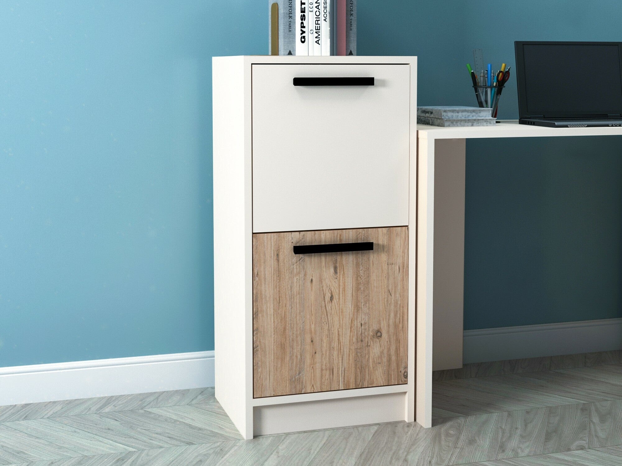 Cabinet Newra - Atlantic Pine, Beige Beige + Pin