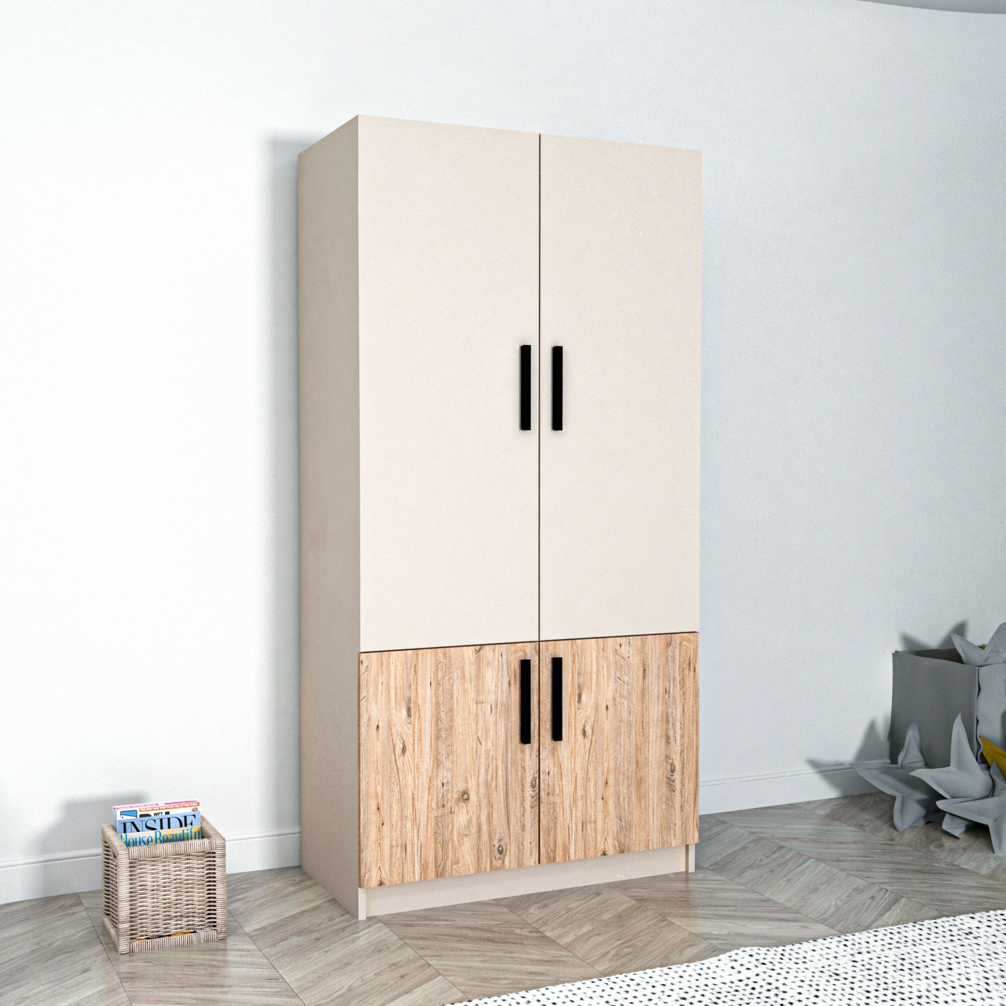 Dulap Newra - Atlantic Pine, Beige Beige + Pin