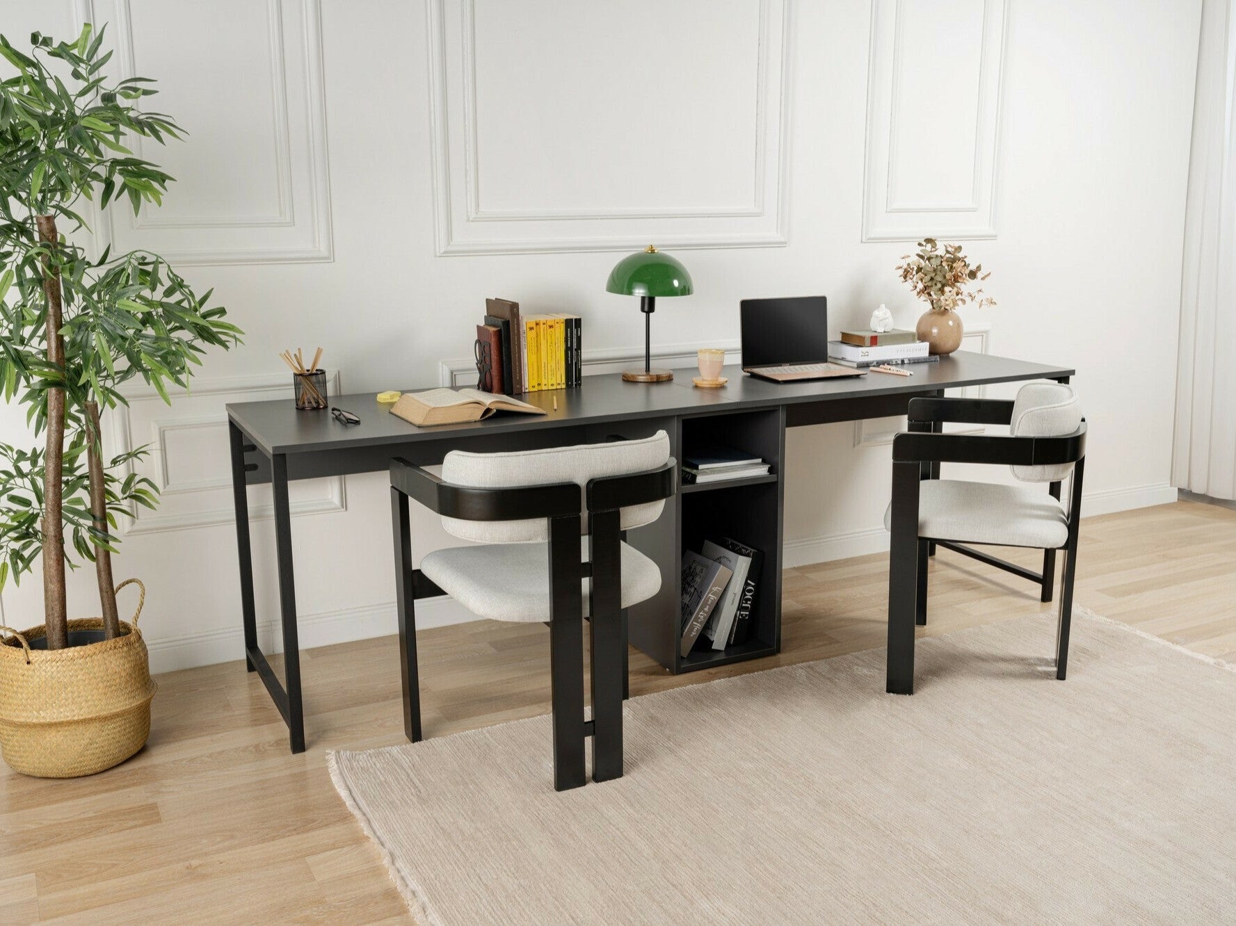 Birou Twin Study Desk - Anthracite Antracit + Negru