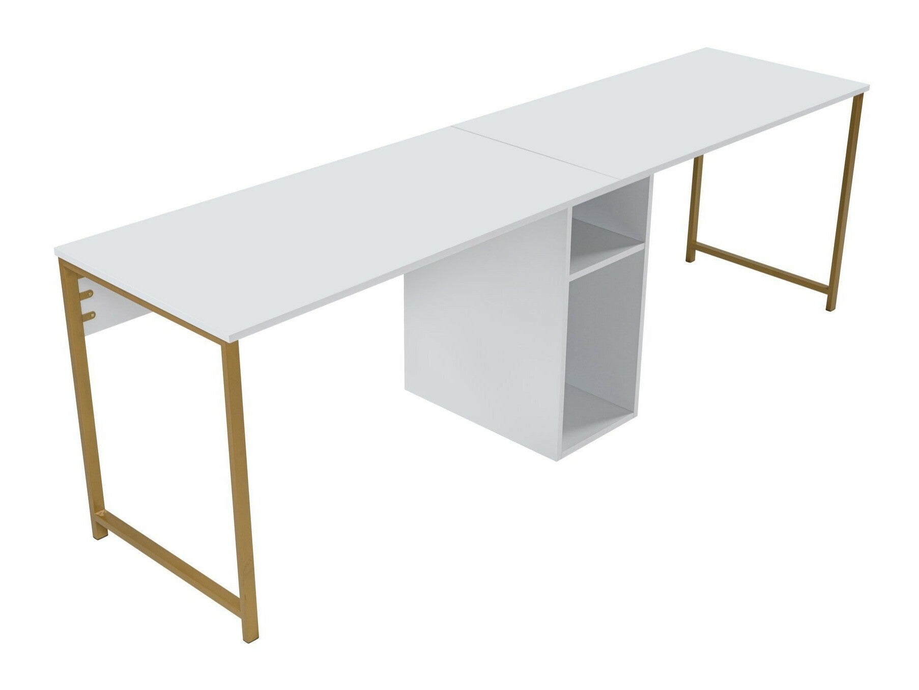 Birou Twin Study Desk - White Alb + De aur